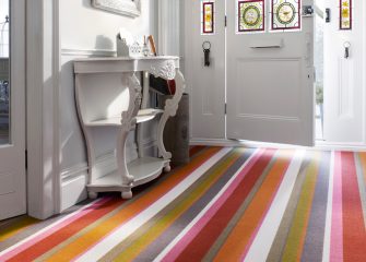 Stripy hallway carpet